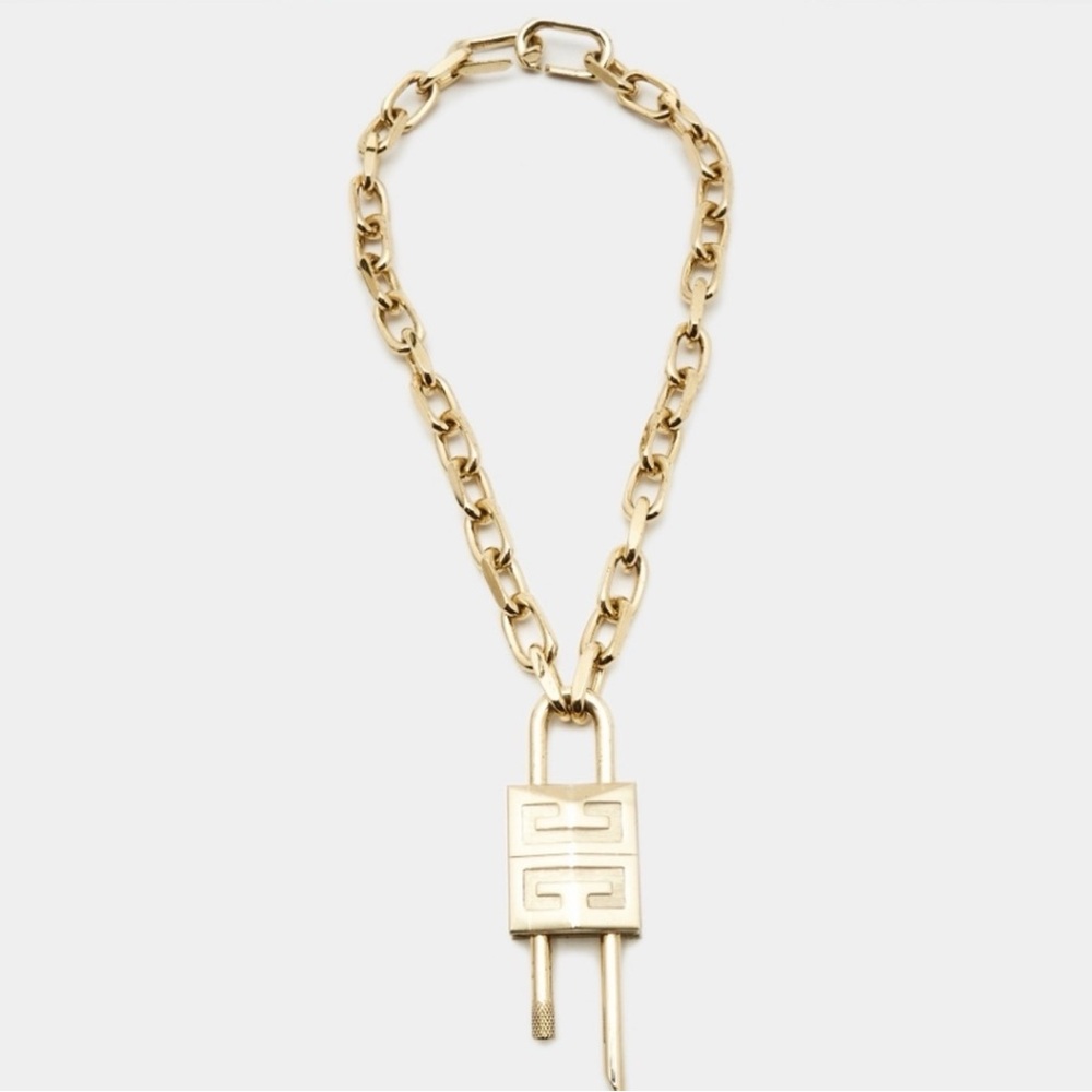 Gold Chain Necklace with Padlock Pendant